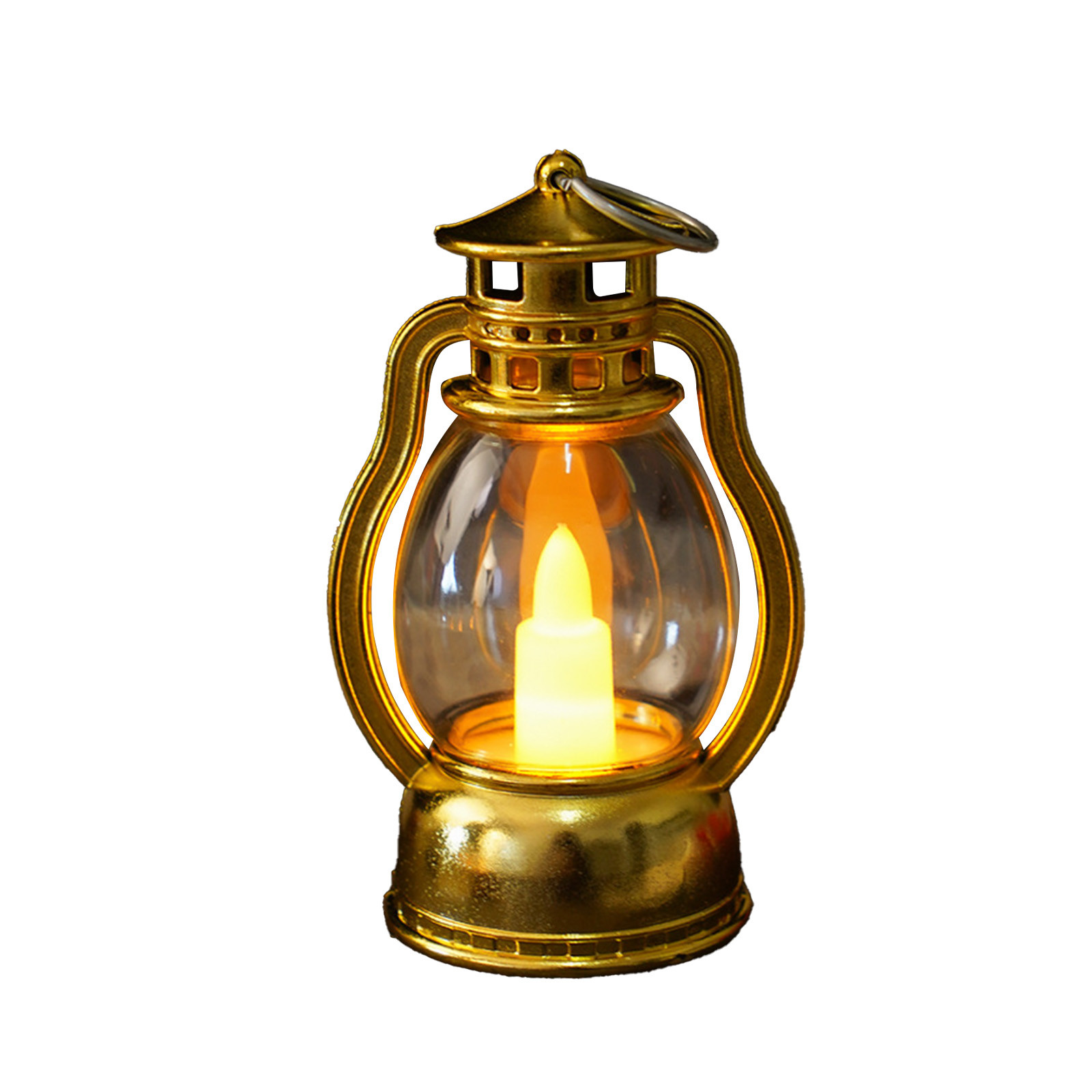 Harlier Vintage Design Plastic Mini Lantern, Tables Centerpieces LED Simulation Candle, 3.6 Inch Small Hanging Lantern, Lanterns Decorative for Wedding Centerpiece Tables (Gold)